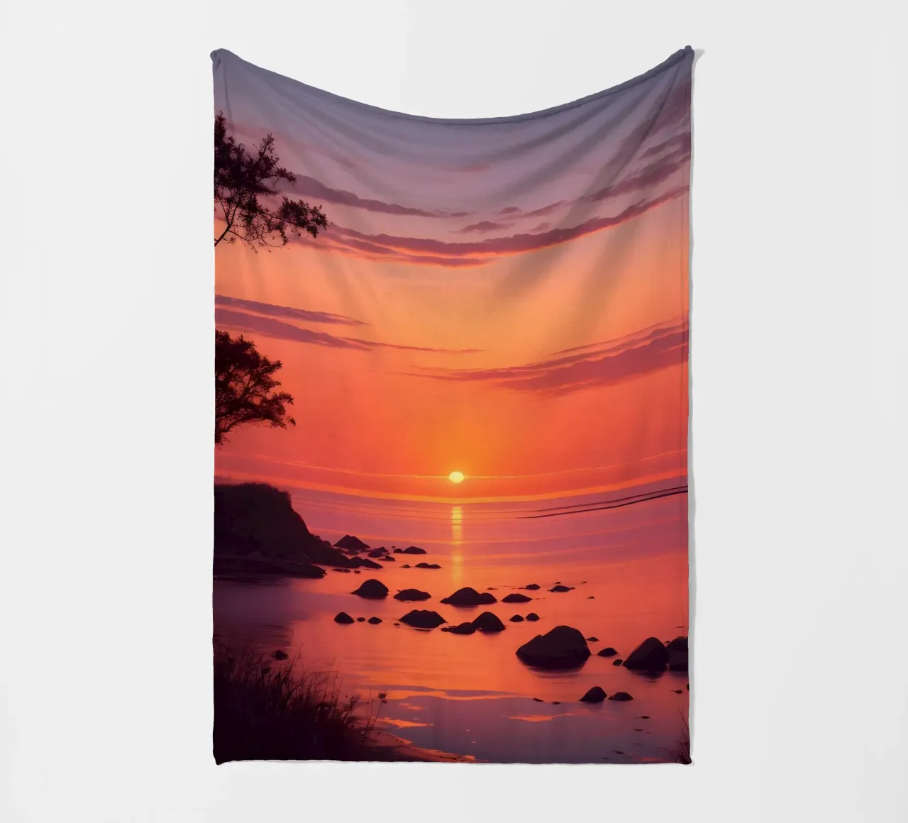 Scena di tramonto sull'oceano coperta in pile da Charnwood Prints