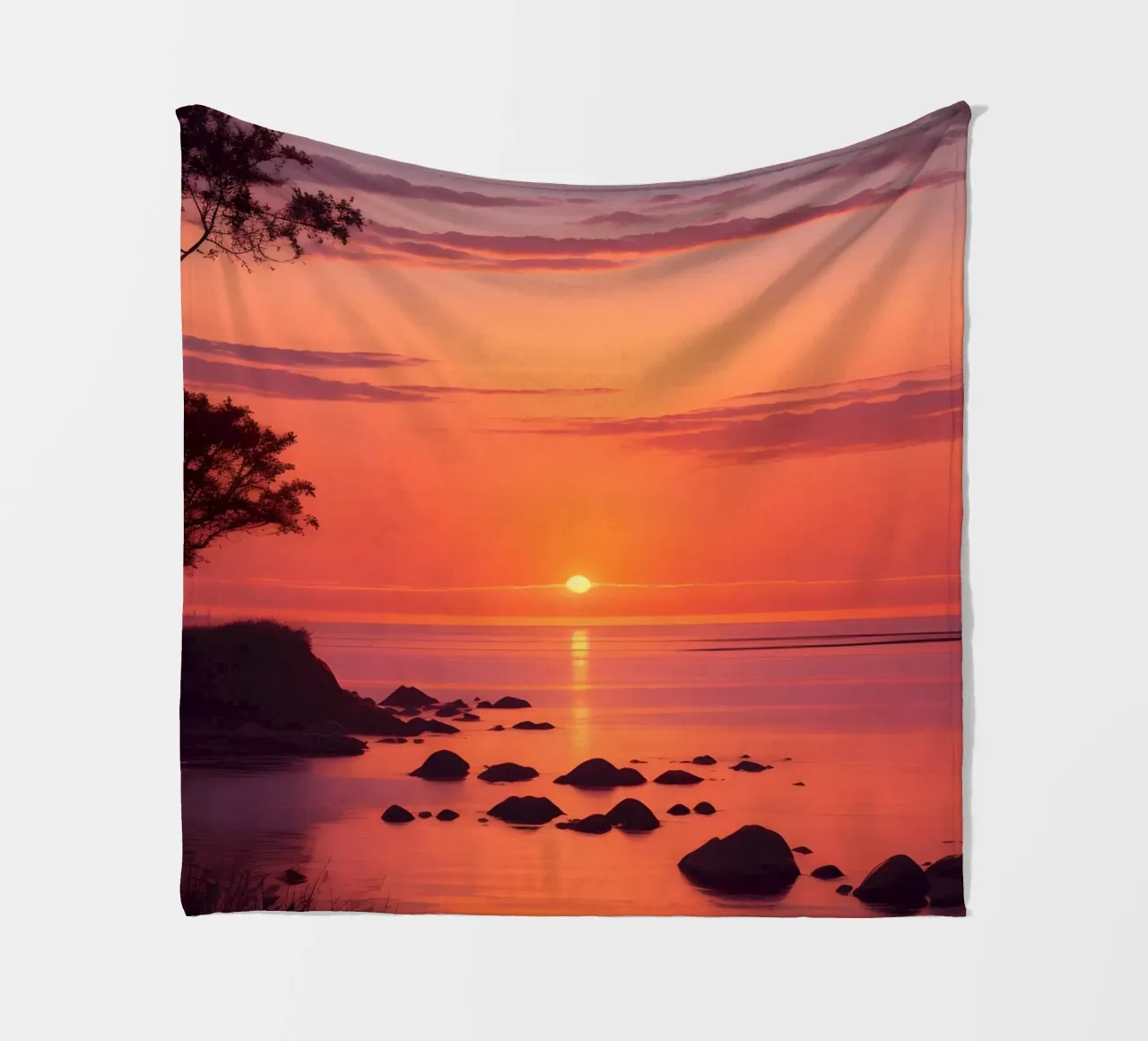 Scena di tramonto sull'oceano coperta in pile da Charnwood Prints