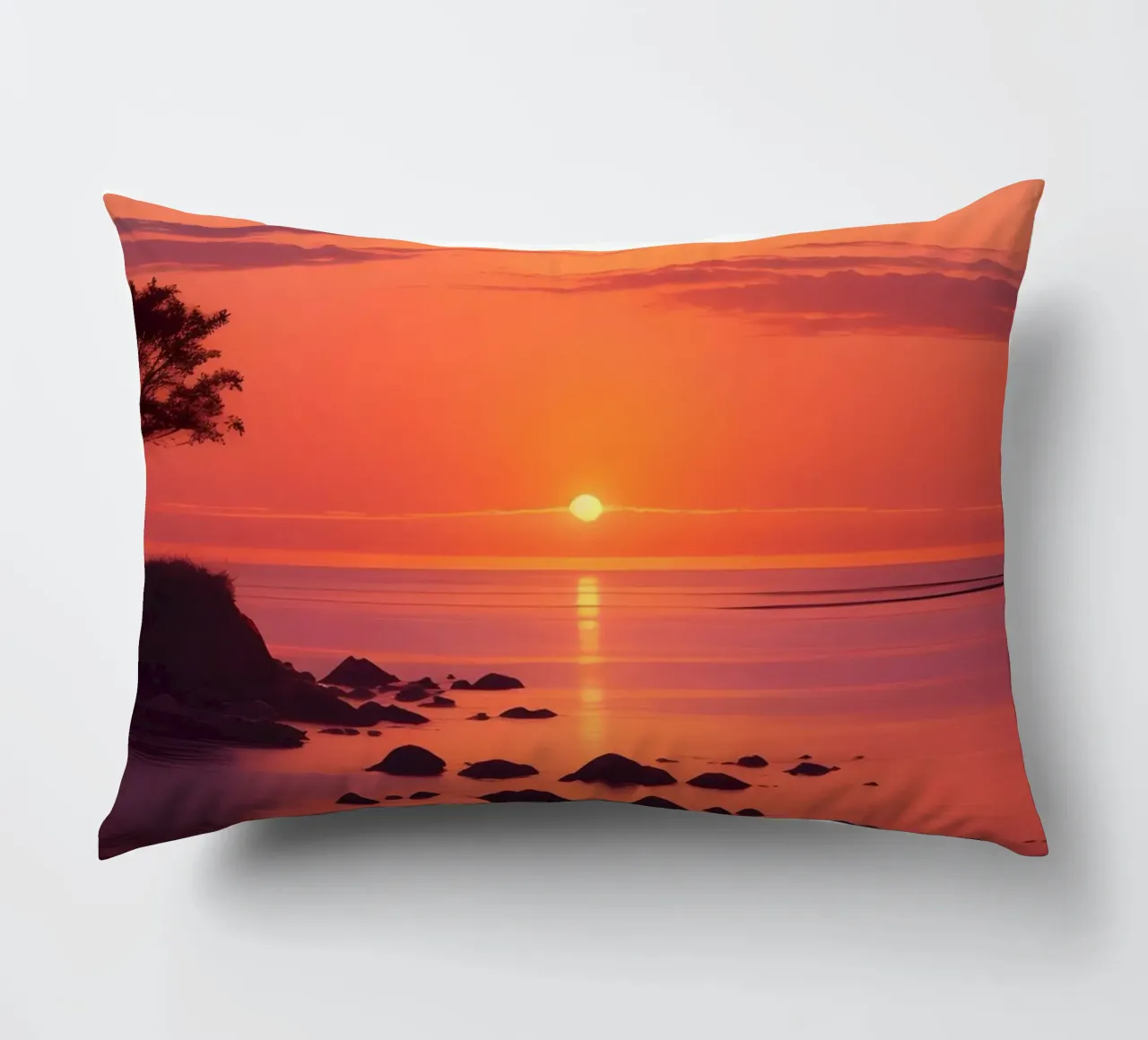 Scena di tramonto sull'oceano cuscino da Charnwood Prints