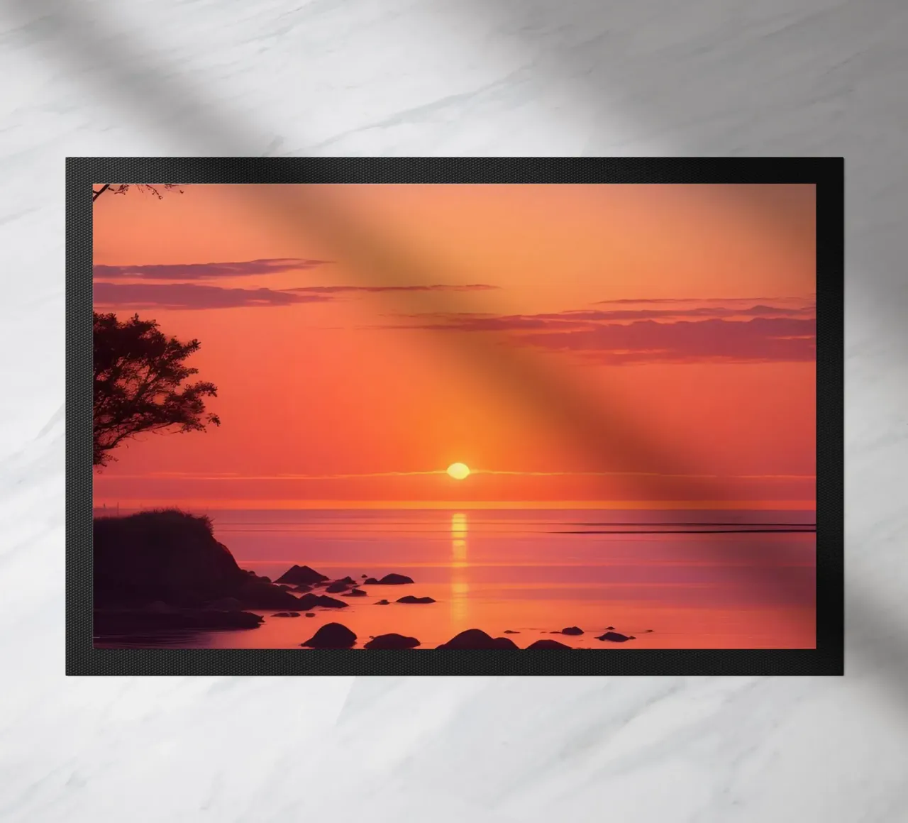 Scena di tramonto sull'oceano zerbino da Charnwood Prints