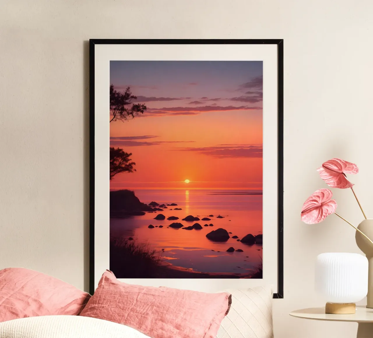 Scena di tramonto sull'oceano carta hahnemühle da Charnwood Prints