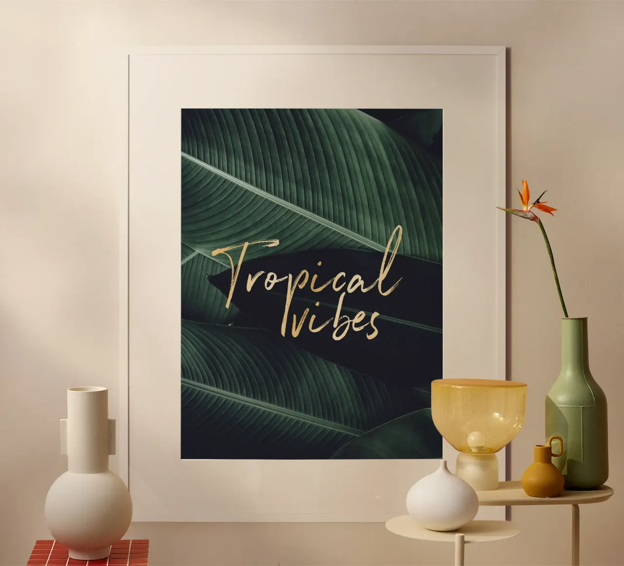 Tropical Vibes - Groene bladeren Art Print hahnemühle van Whole©