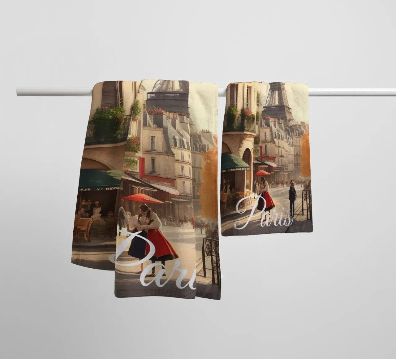 Parigi Torre Eiffel - Scena del paesaggio urbano asciugamano da bagno da Charnwood Prints