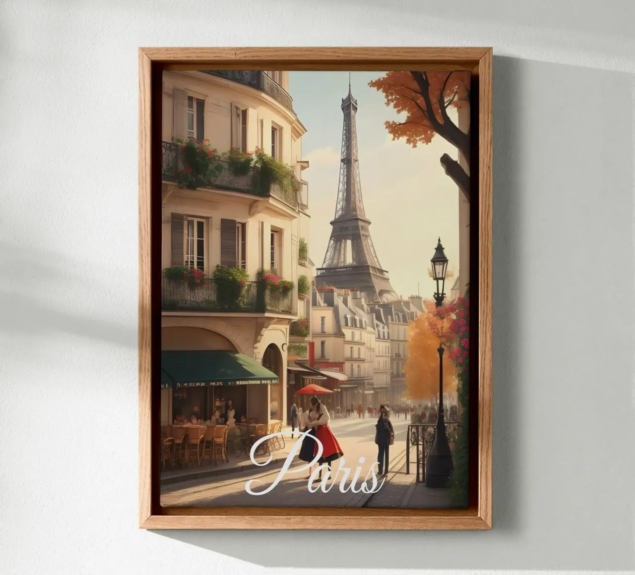 Parijs Eiffeltoren Stadsgezicht Scène canvas met Baklijst van Charnwood Prints
