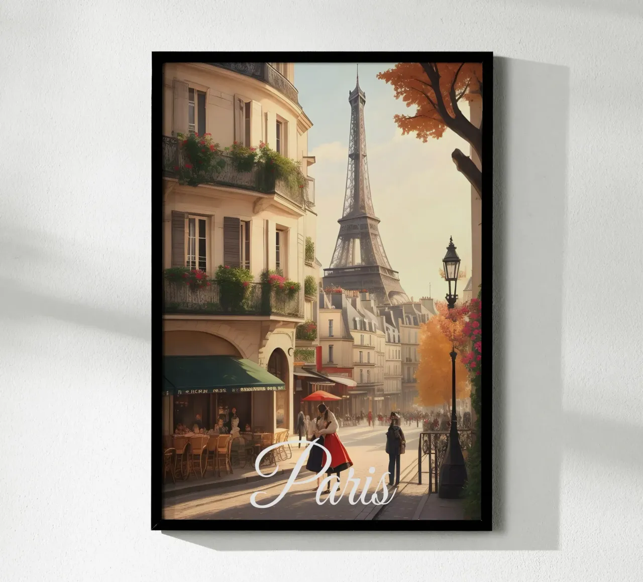 Paisaje urbano de la Torre Eiffel de París poster con marco de plástico de Charnwood Prints