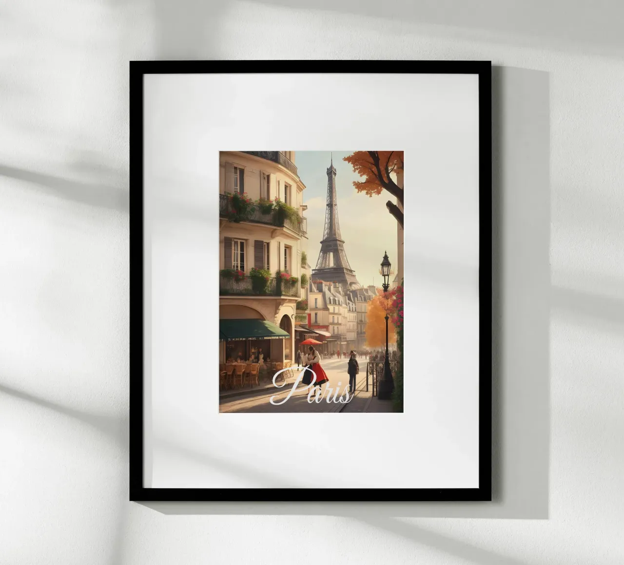 Paisaje urbano de la Torre Eiffel de París poster con marco de plástico de Charnwood Prints