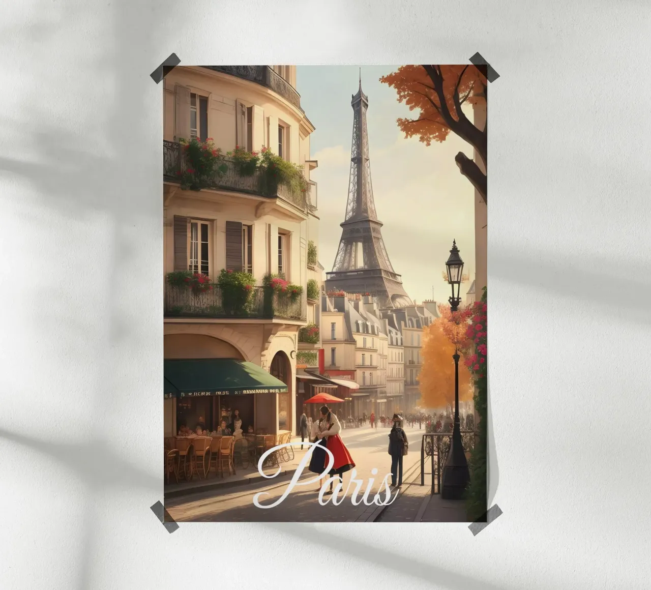 Paisaje urbano de la Torre Eiffel de París poster con marco de plástico de Charnwood Prints