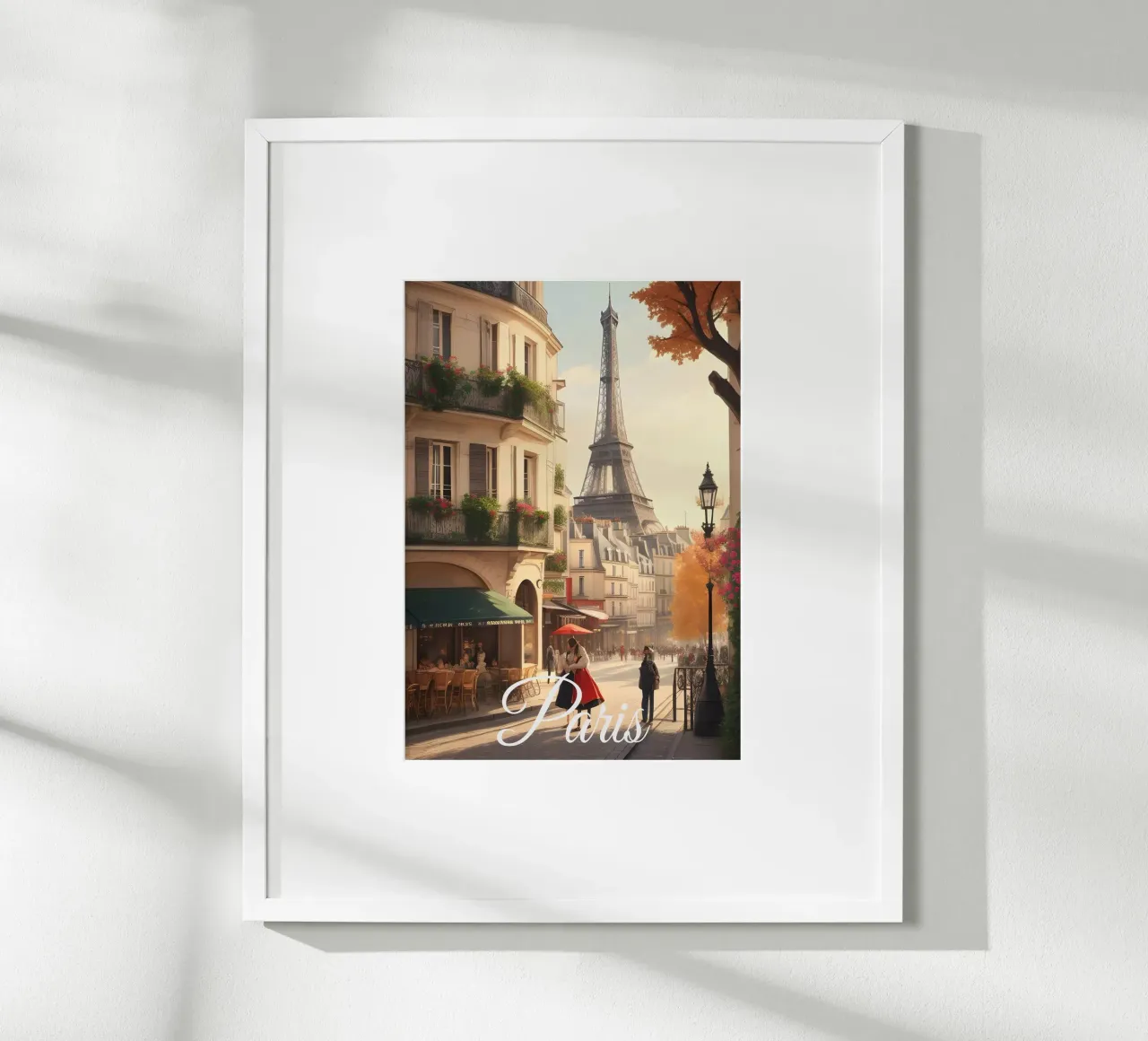 Paisaje urbano de la Torre Eiffel de París poster con marco de plástico de Charnwood Prints
