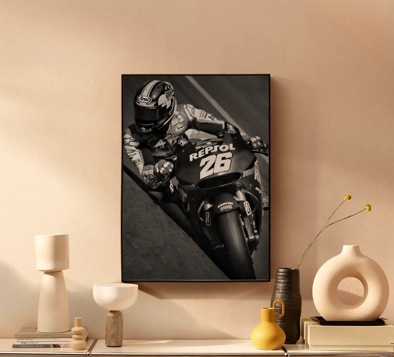 Dani Pedrosa plexiglass da Black White Poster