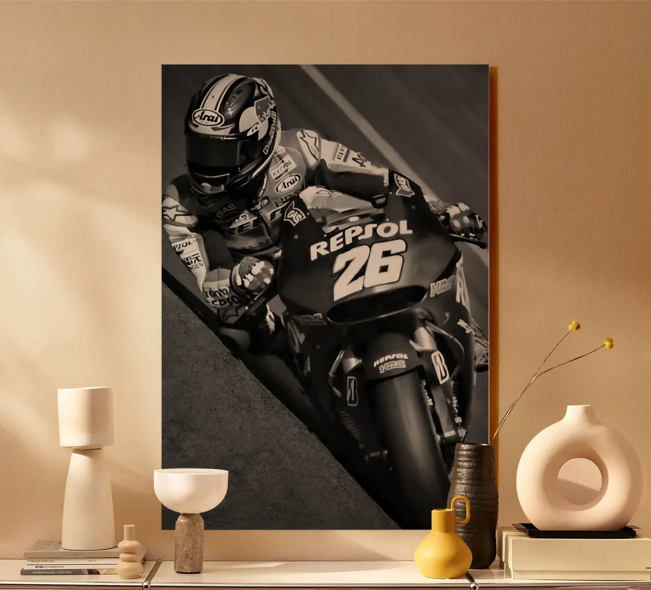 Dani Pedrosa plexiglass da Black White Poster