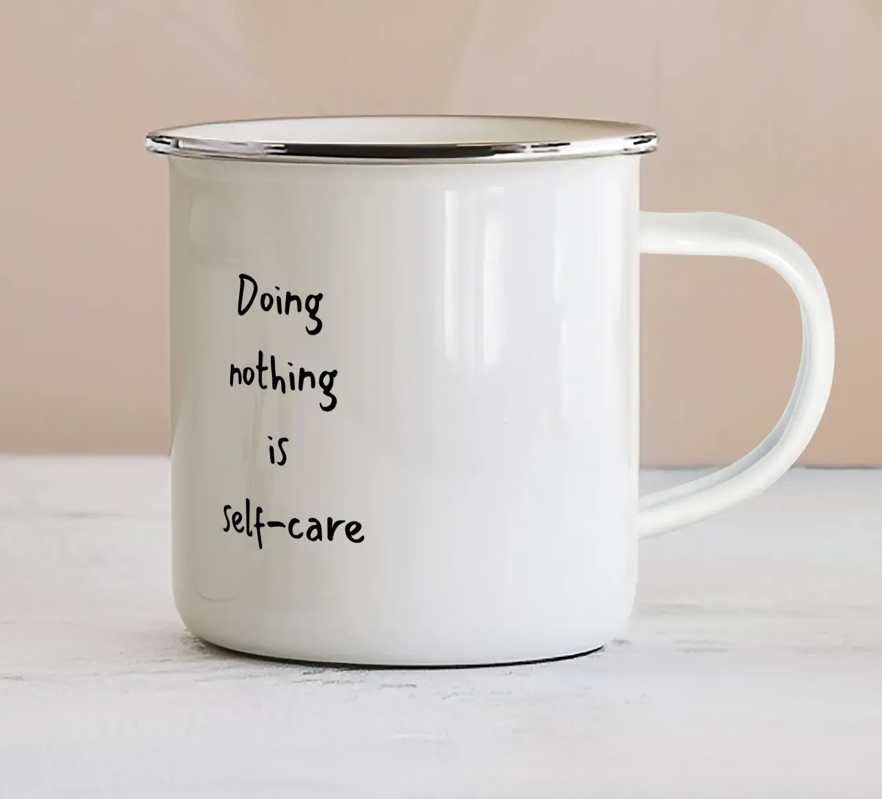 Citazione sulla cura di sé tazza in smalto da Imaginative Quotes