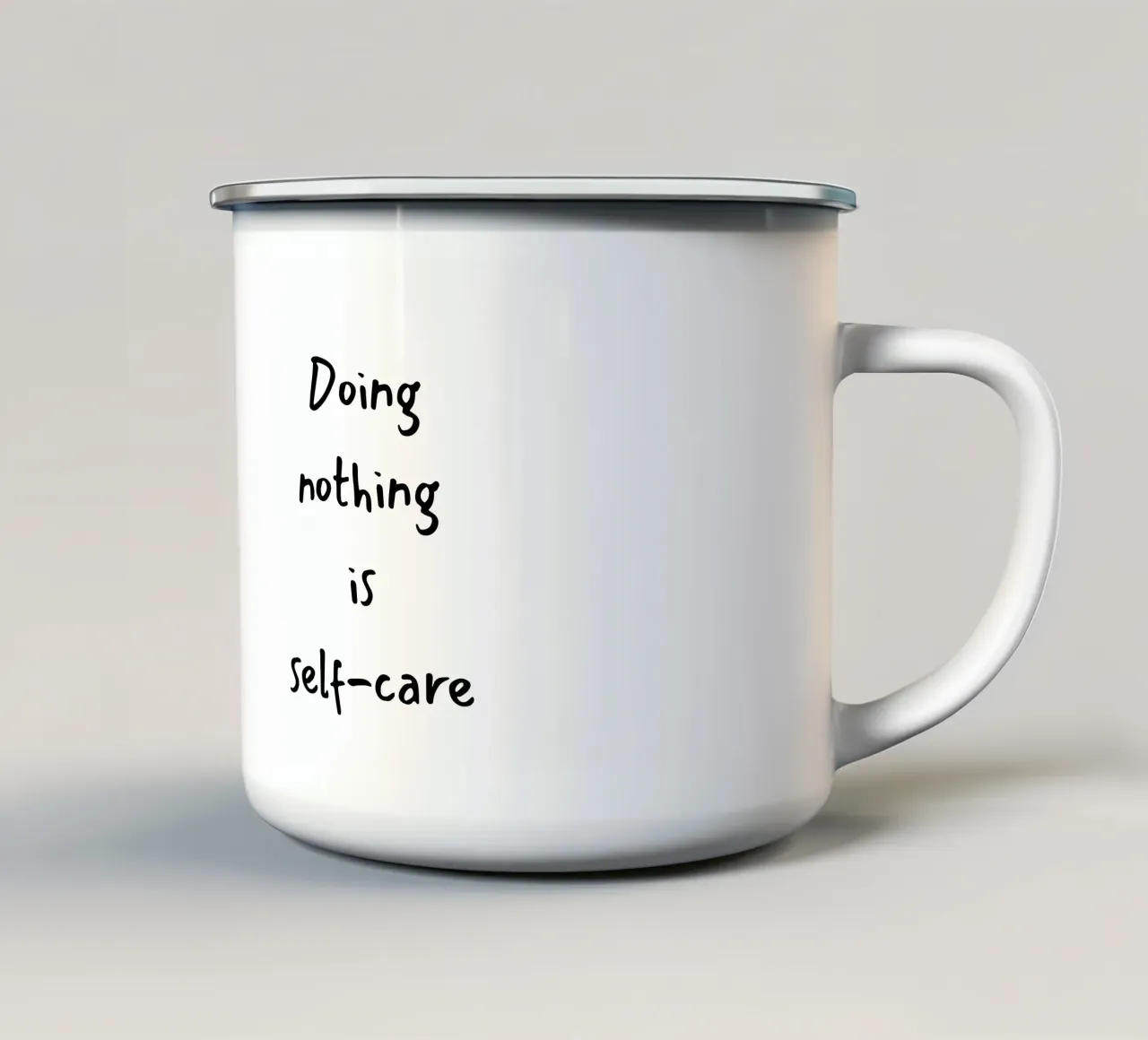 Citazione sulla cura di sé tazza in smalto da Imaginative Quotes