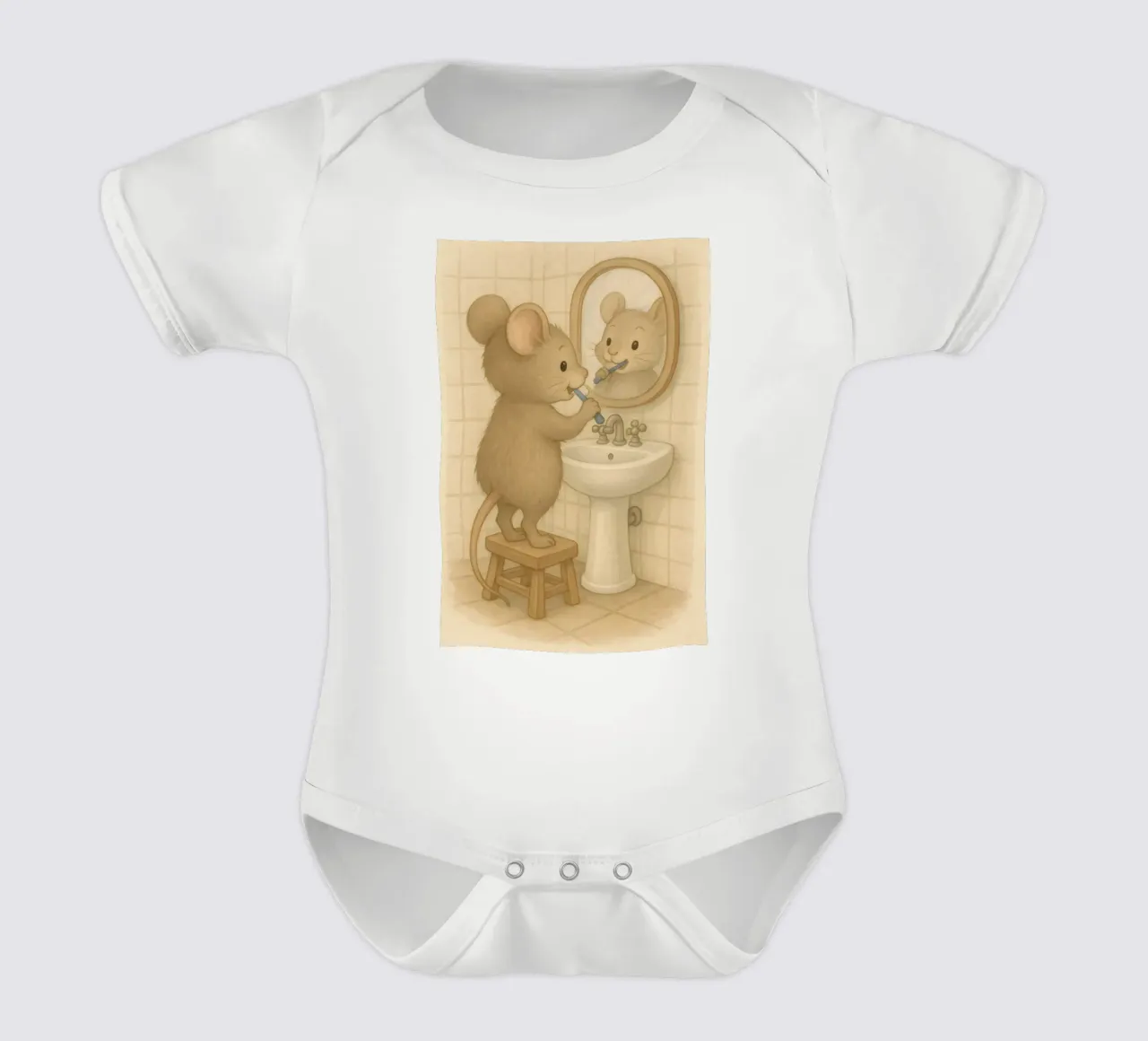 Morgenroutine einer Maus Kurzarm Babybody von kisho art