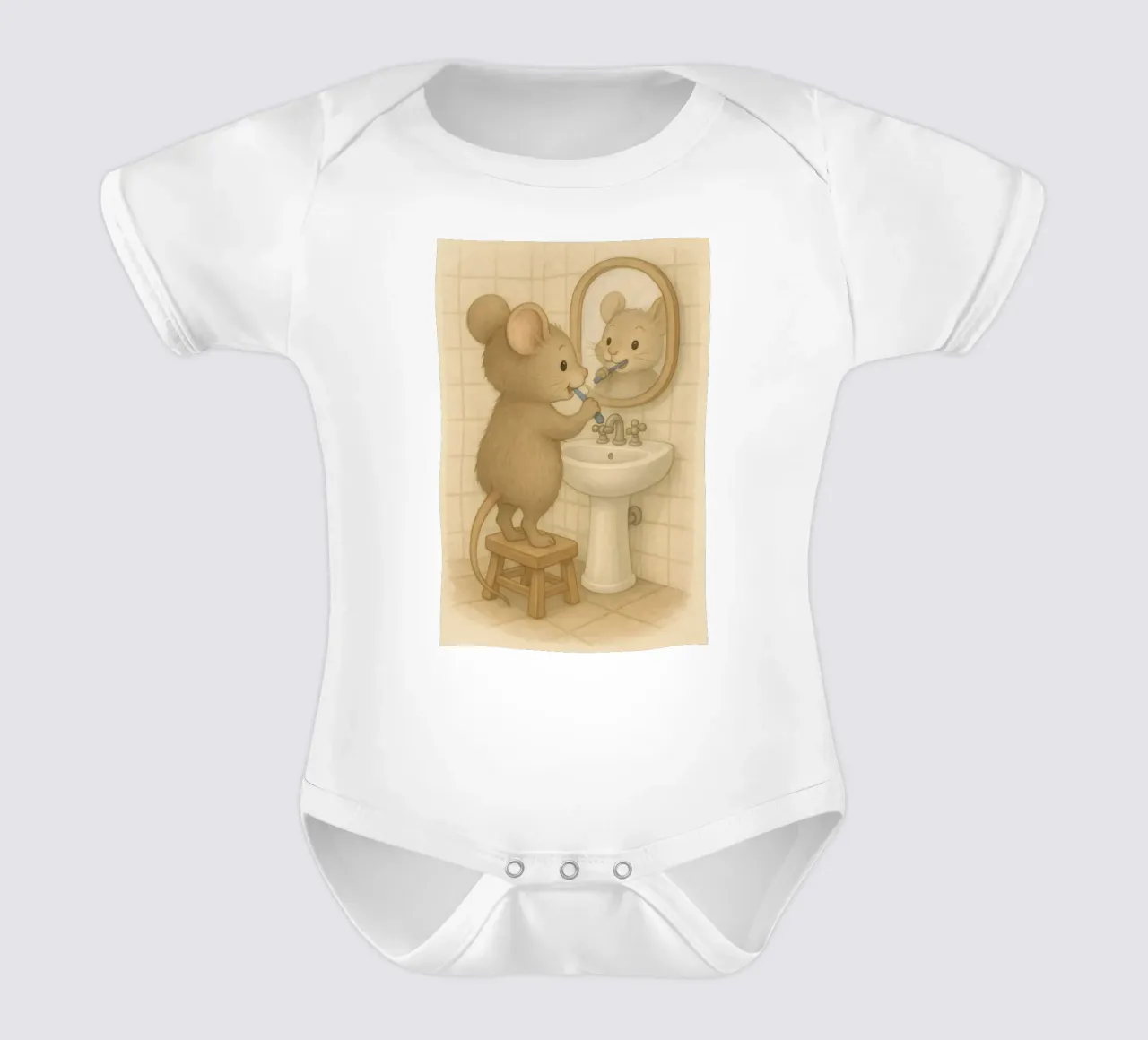 Morgenroutine einer Maus Kurzarm Babybody von kisho art