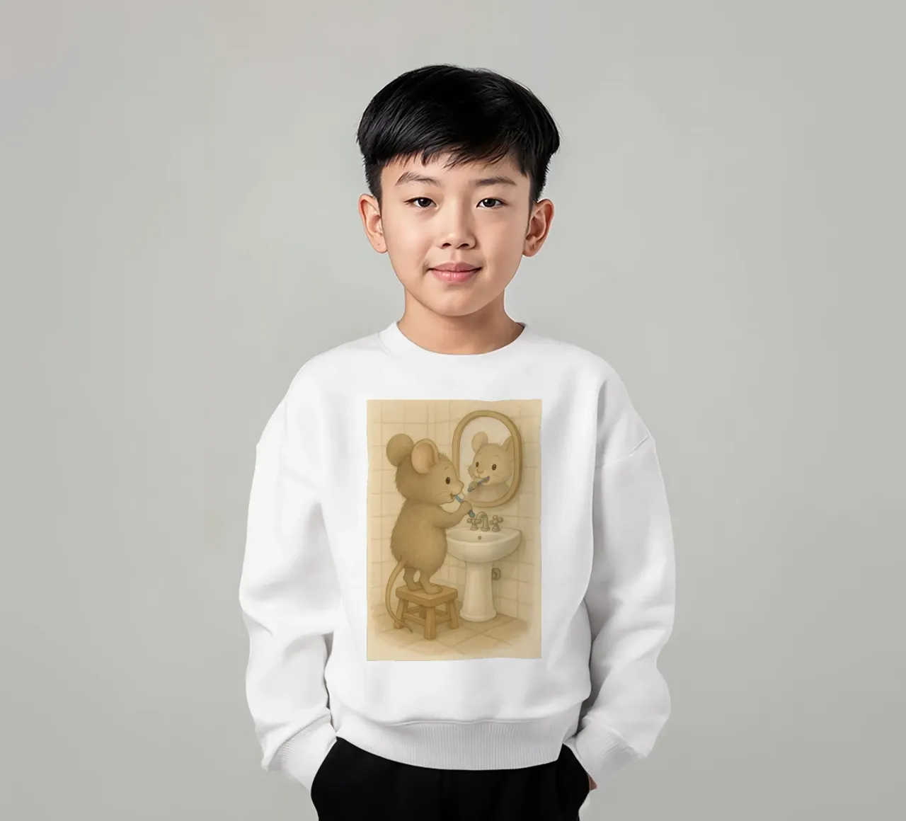 La routine mattutina di un topo felpa bambino da kisho art