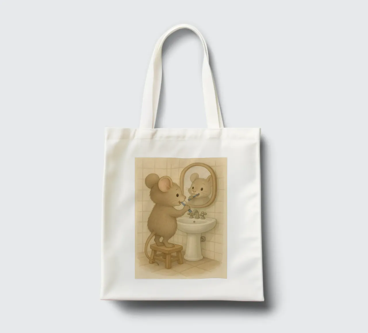 La routine mattutina di un topo borsa in juta da kisho art