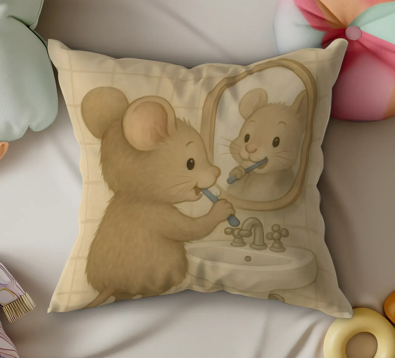 La routine mattutina di un topo cuscino da kisho art