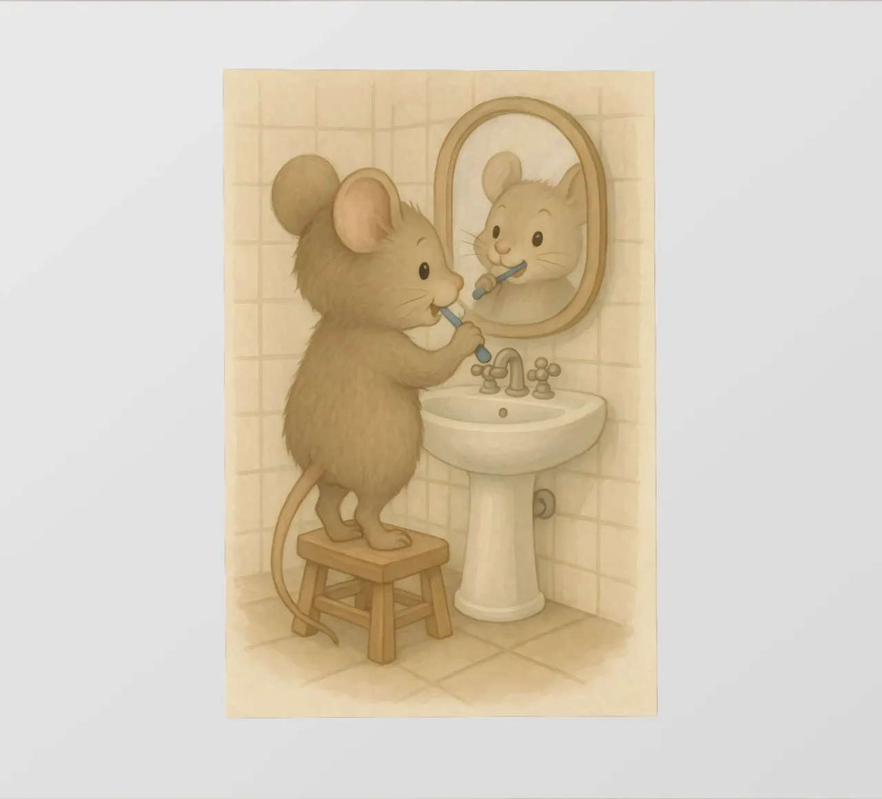 La routine mattutina di un topo telo in pvc da kisho art