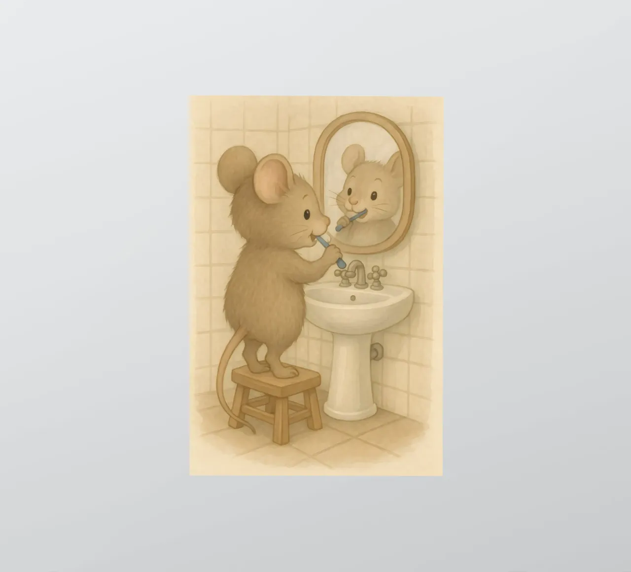 La routine mattutina di un topo adesivo da kisho art