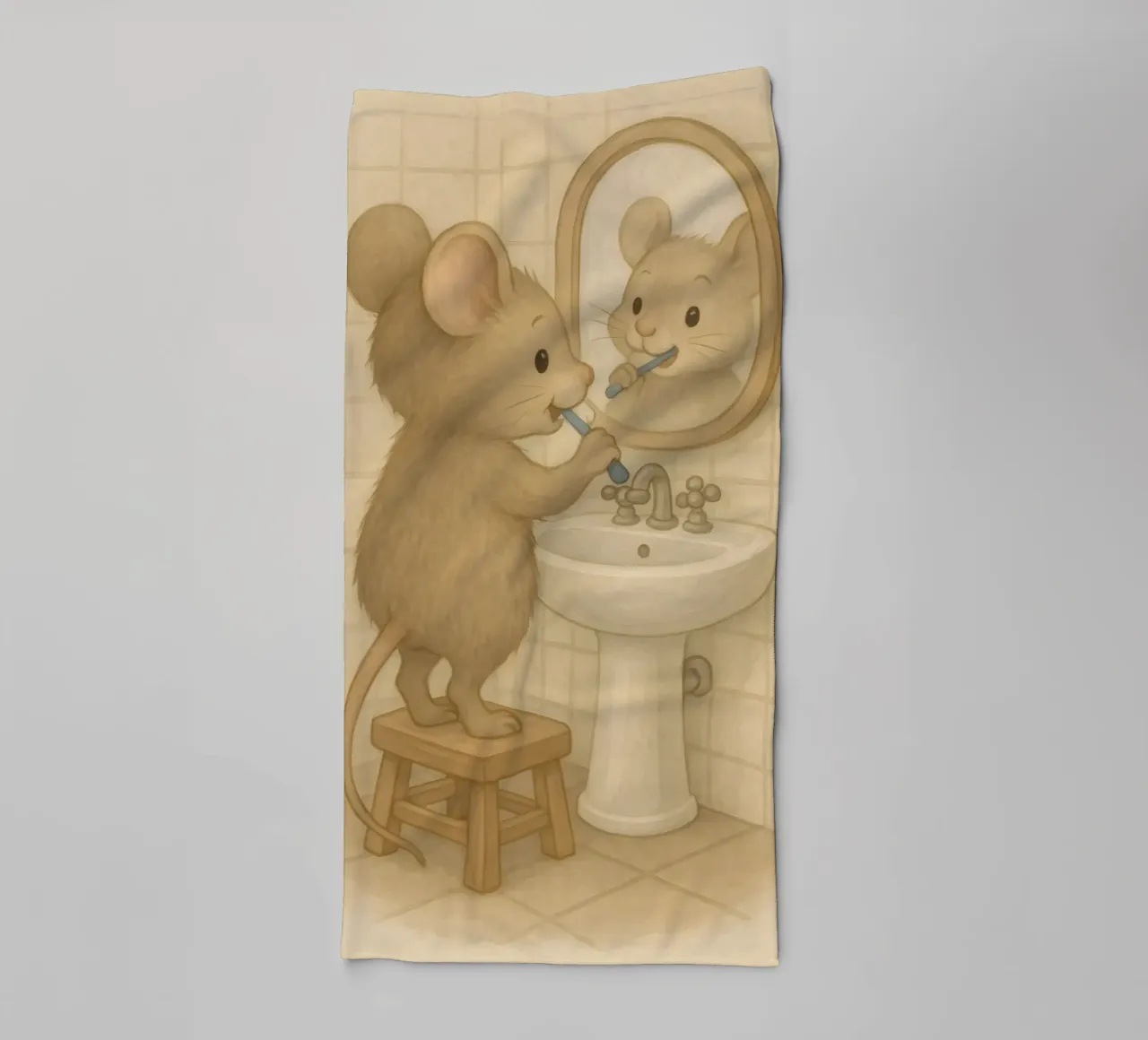 La routine mattutina di un topo asciugamano da bagno da kisho art