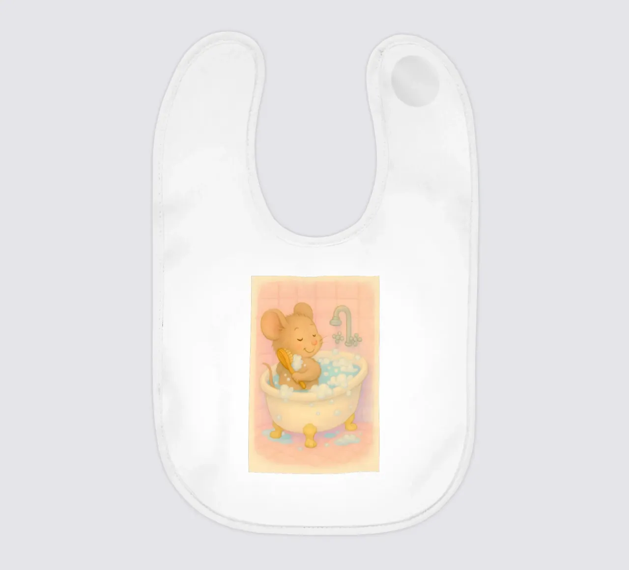 Un topo che fa un bagno accogliente bavaglino da kisho art