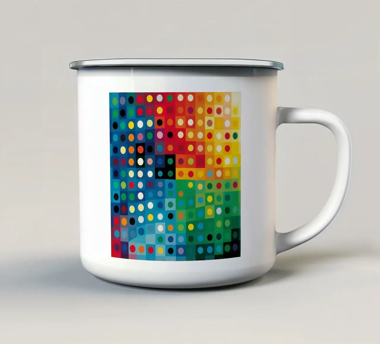 Sinfonia a pois | Corsa ai colori della Pixel Art tazza in smalto da Autofocus