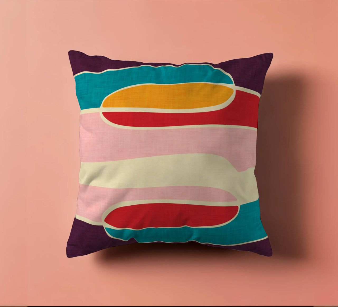 Wondering Waves - Mid Century Modern decorative cushion by susanacosta