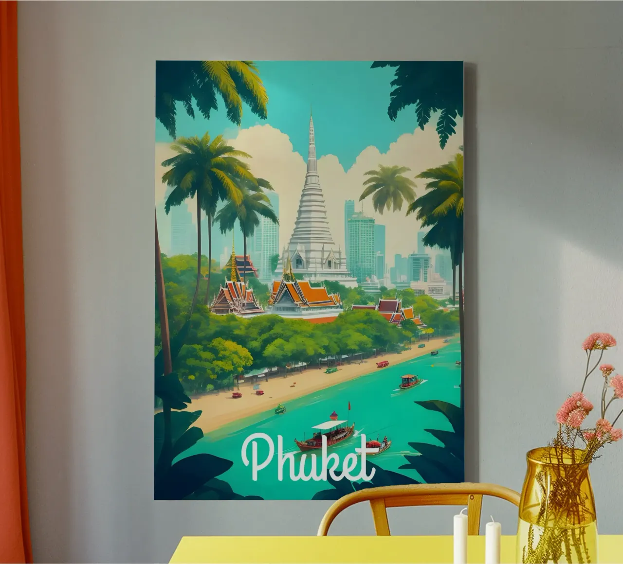 Phuket Tailandia Escena playera lienzo con Marco flotante de Charnwood Prints