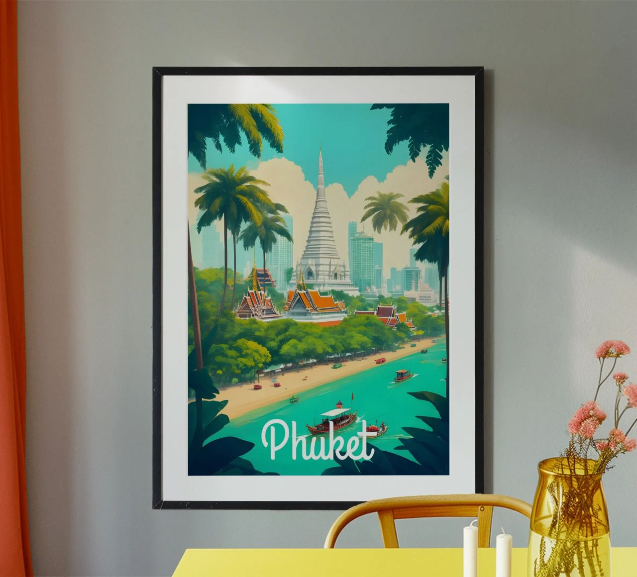 Scène de plage à Phuket en Thaïlande poster de Charnwood Prints