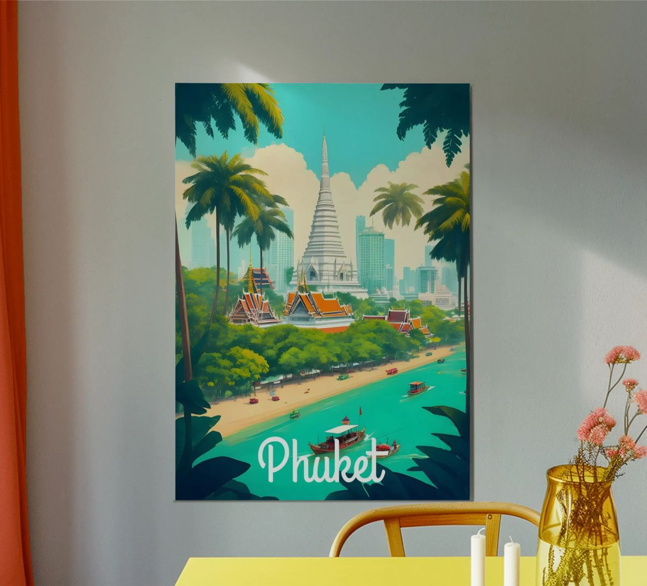 Scène de plage à Phuket en Thaïlande poster de Charnwood Prints