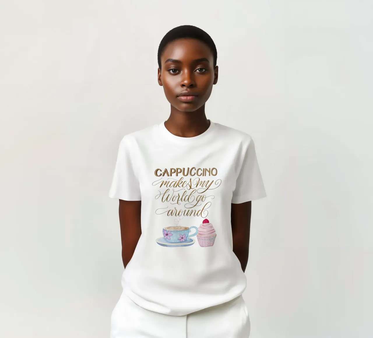 Kaffee Zitat. Cappuccino. Happy. t-shirt da CalliLetters
