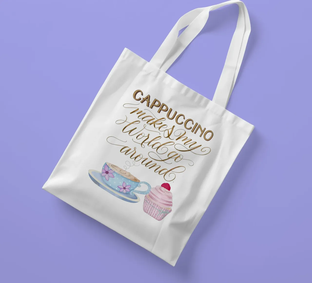 Kaffee Zitat. Cappuccino. Happy. borsa in juta da CalliLetters