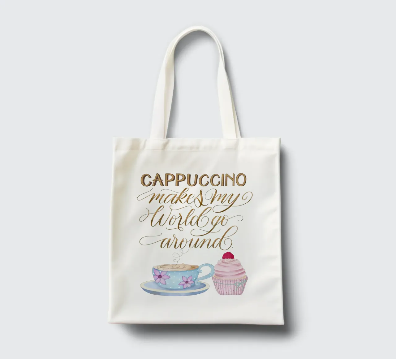 Kaffee Zitat. Cappuccino. Happy. borsa in juta da CalliLetters