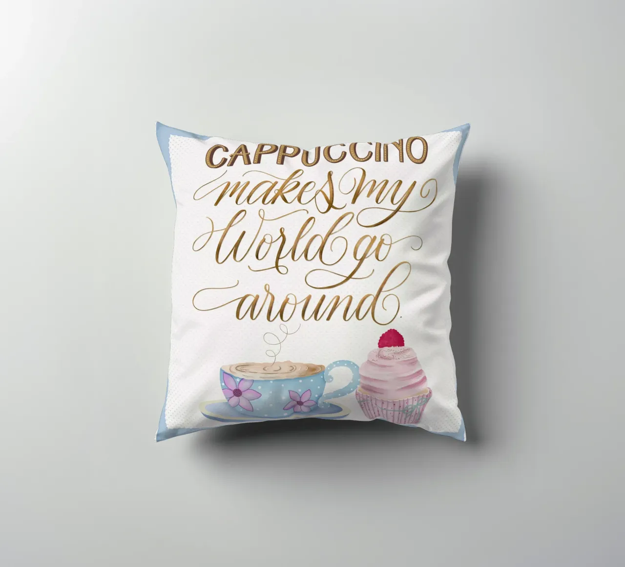 Kaffee Zitat. Cappuccino. Happy. cuscino da CalliLetters