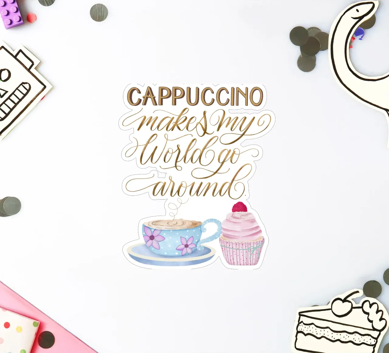 Kaffee Zitat. Cappuccino. Heureux. autocollant de CalliLetters