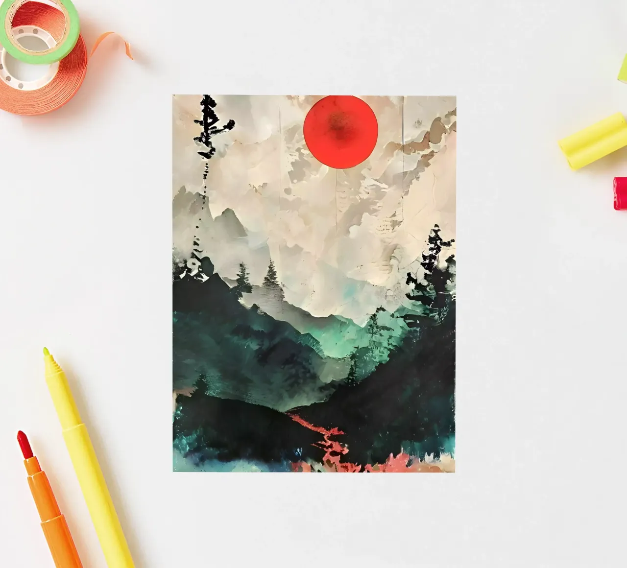 Crimson Moonrise sticker by Artistic-shop