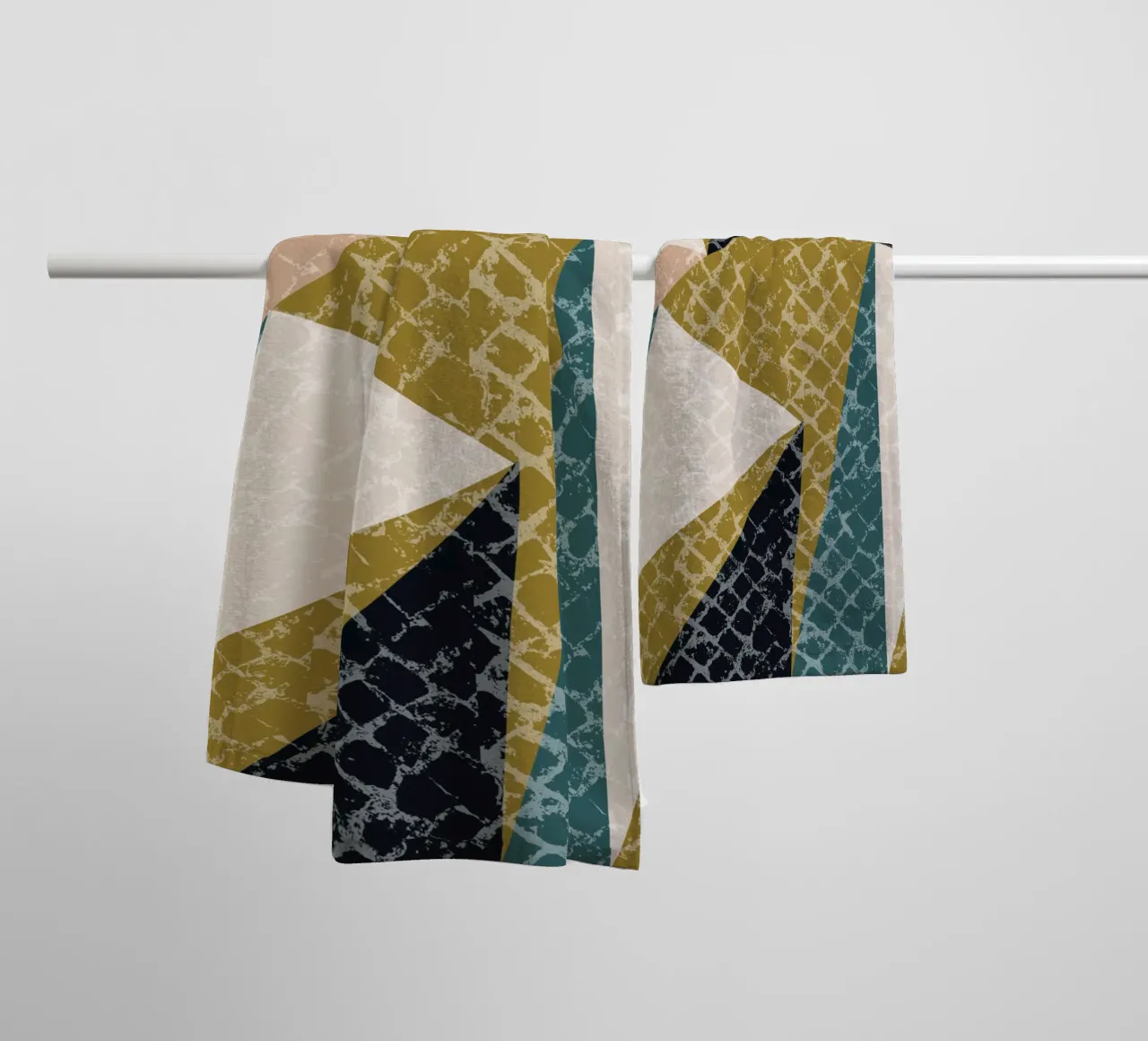 Faux-Textured Mid Mod Geo Olive asciugamano da bagno da susanacosta