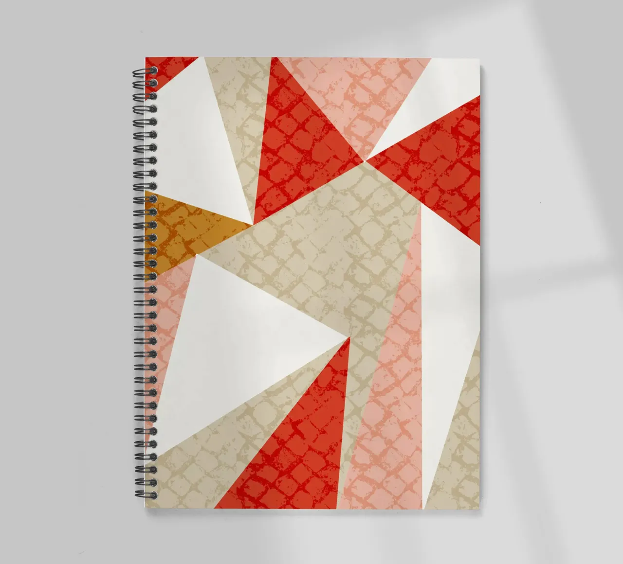 Faux-Textured Mid Mod Geo Red spiral notebook by susanacosta