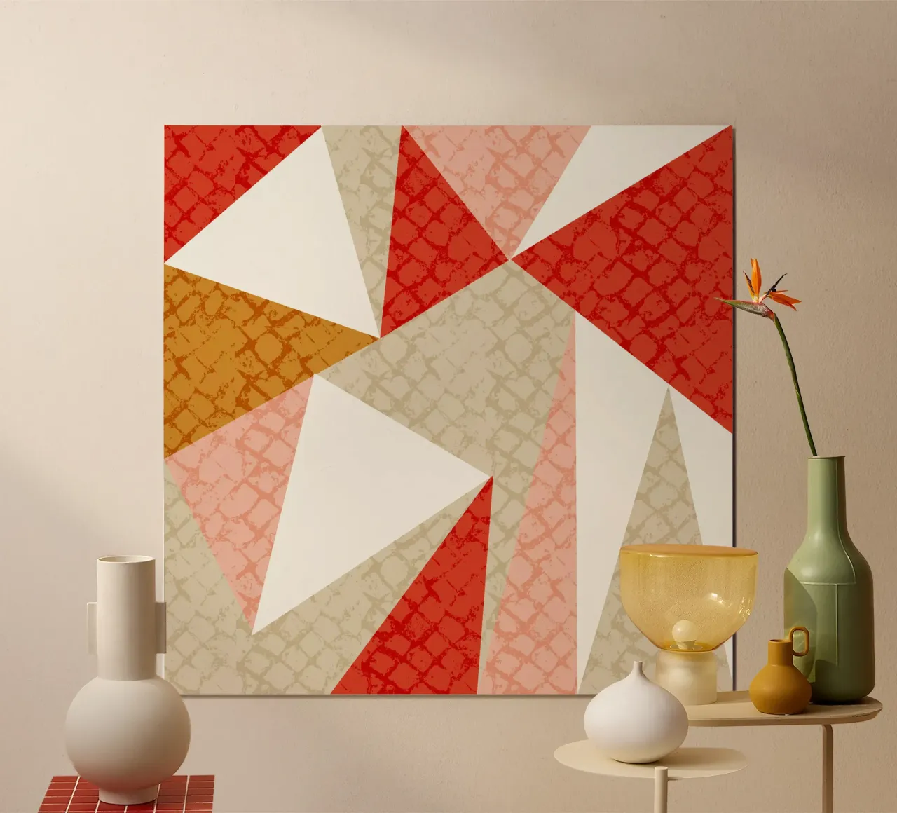 Faux-Textured Mid Mod Geo Red carta hahnemühle da susanacosta