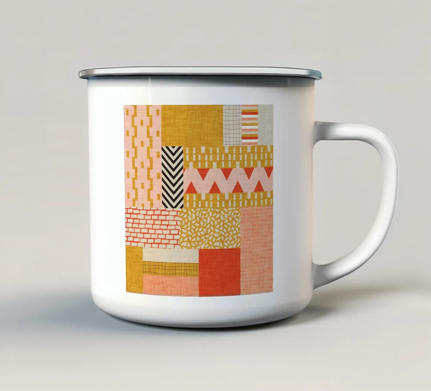 Faux-Textured Patchwork emaille mok van susanacosta