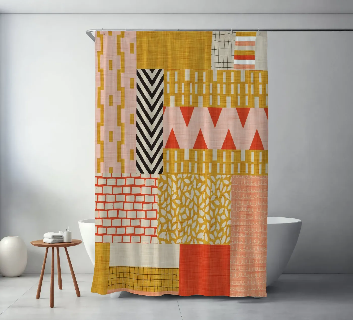 Faux-Textured Patchwork Duschvorhang von susanacosta