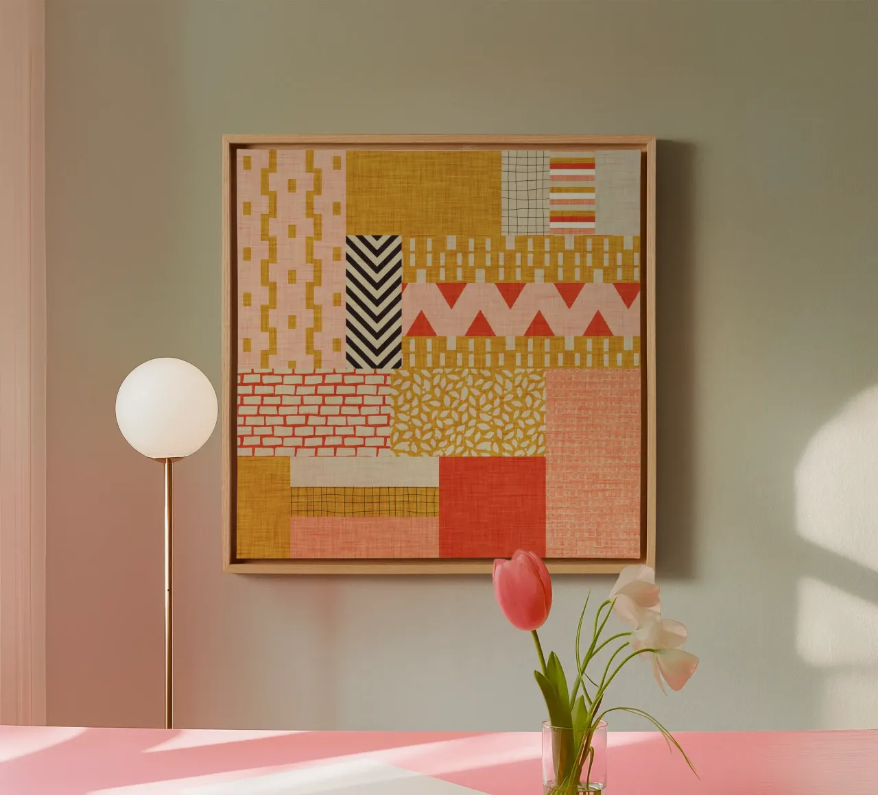 Faux-Textured Patchwork canvas met Baklijst van susanacosta