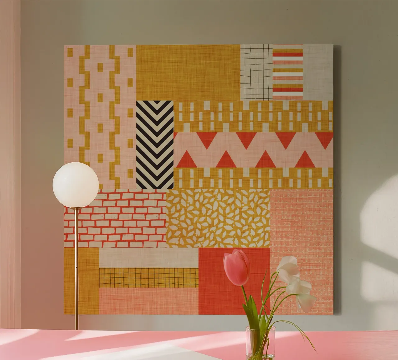 Faux-Textured Patchwork canvas met Baklijst van susanacosta