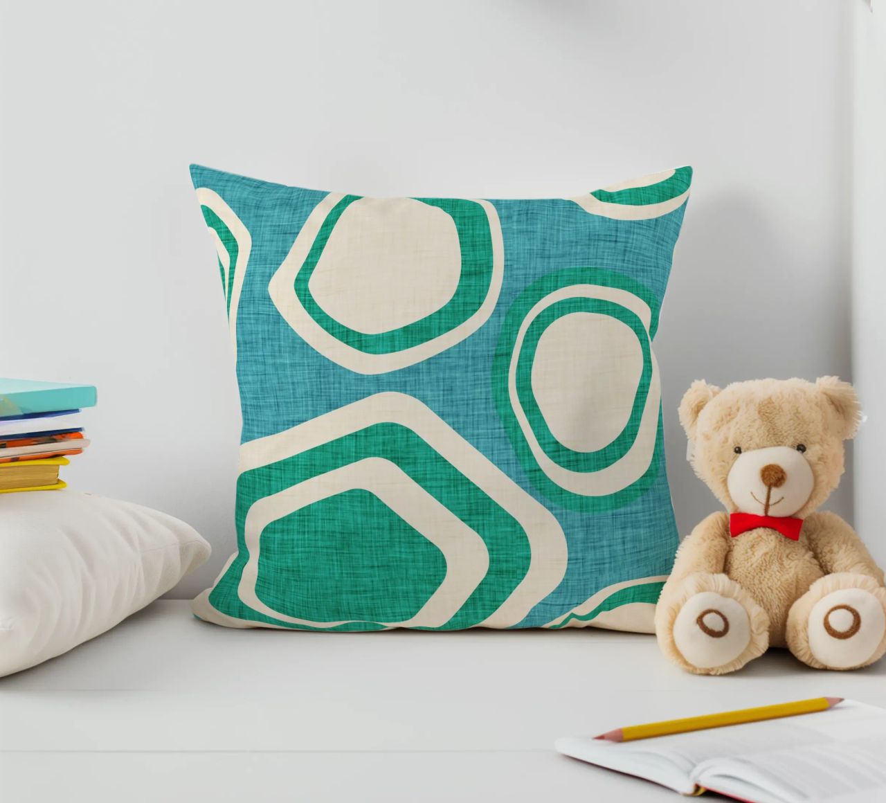 Day at the Lake Blue decorative cushion by susanacosta