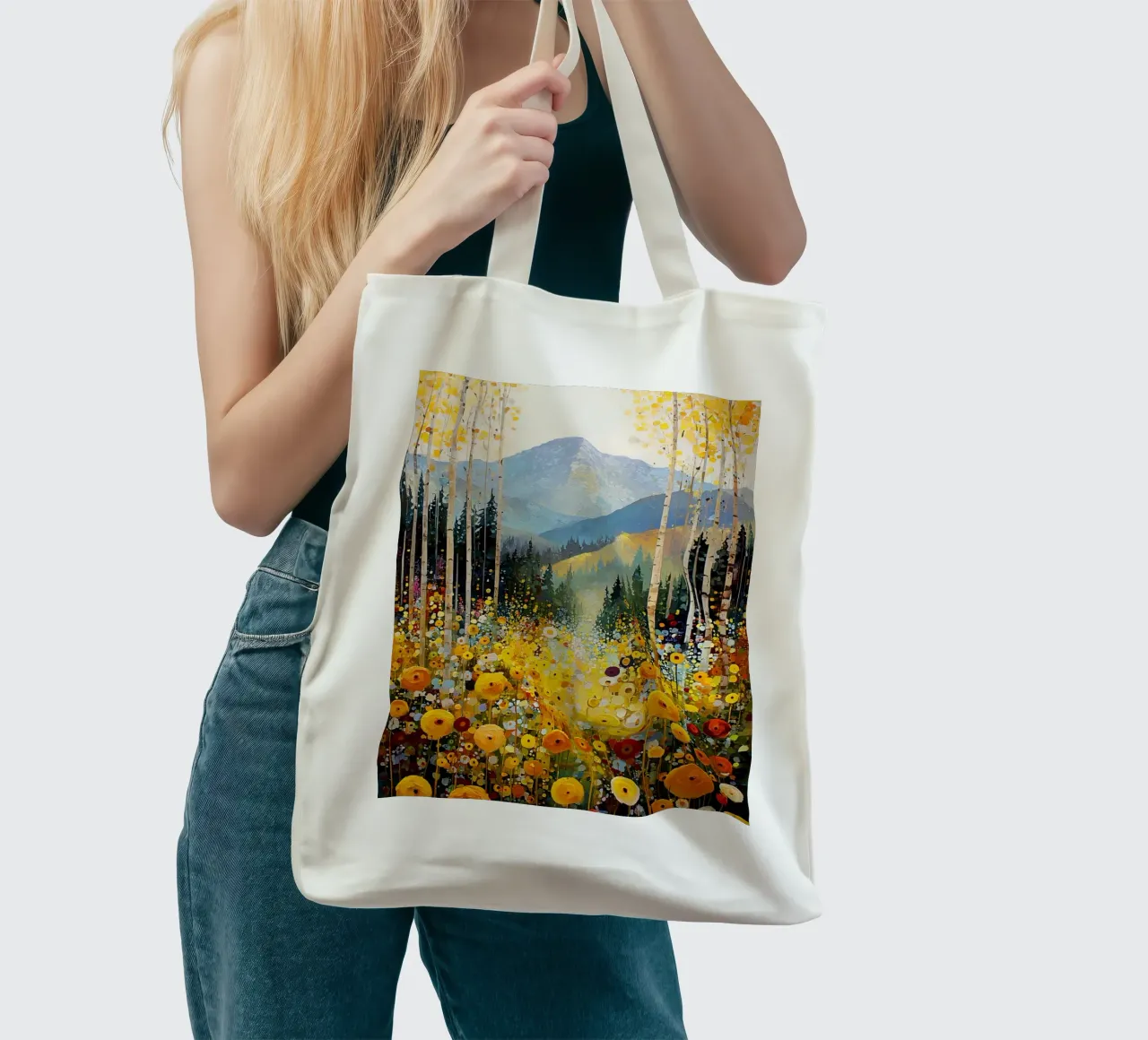 Forest C, style Klimt borsa in juta da MATEOart