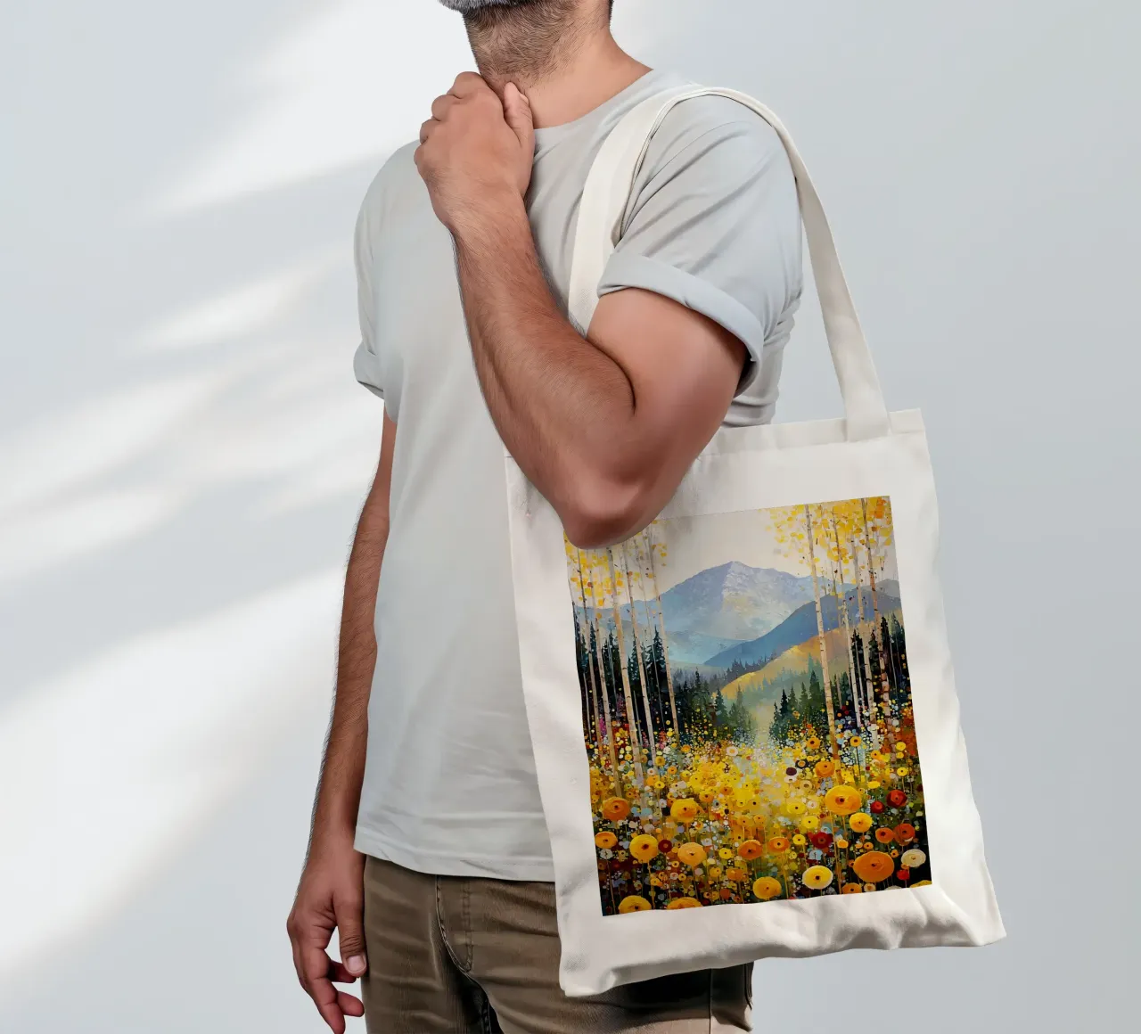 Forest C, style Klimt borsa in juta da MATEOart