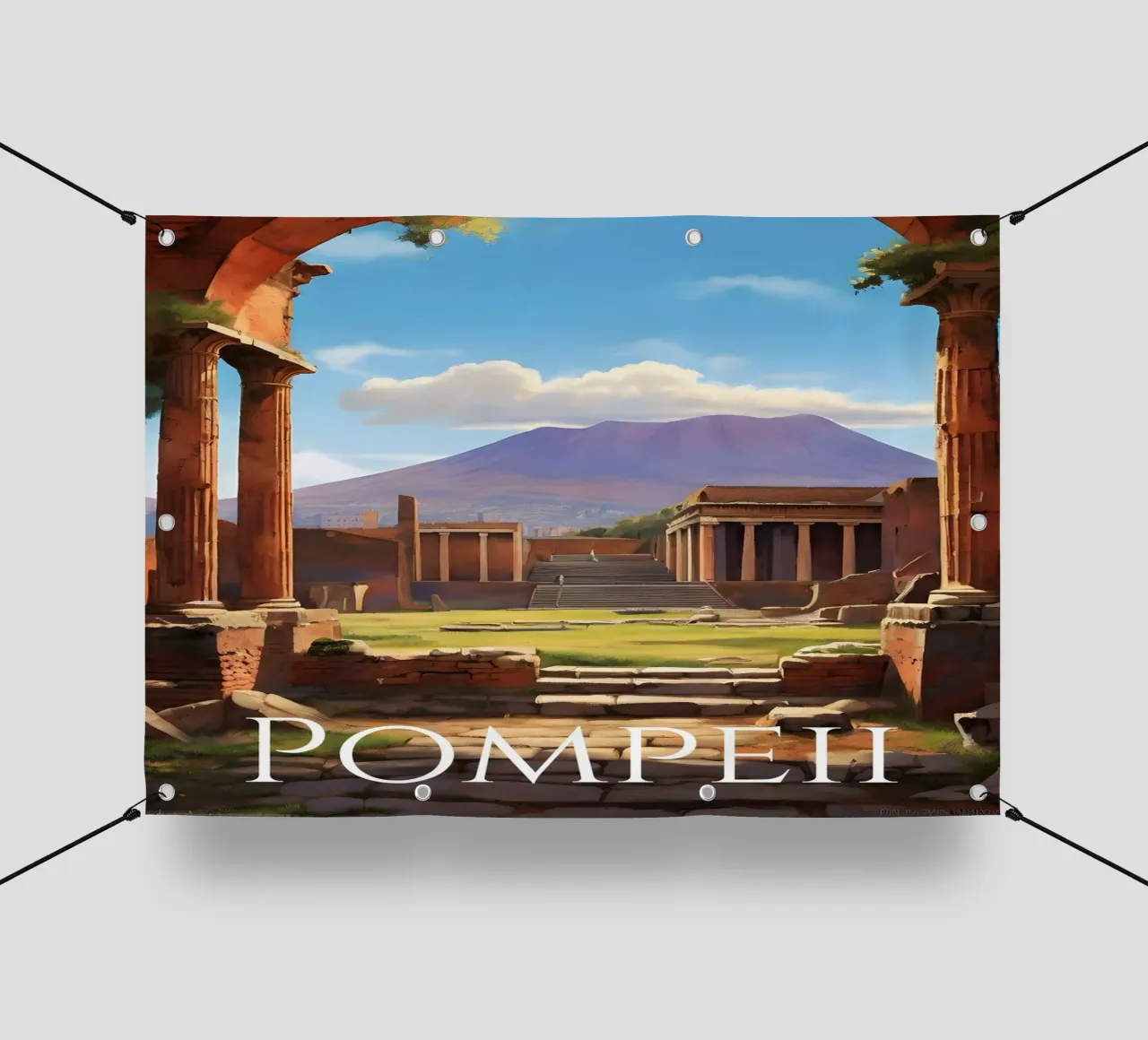 Scena delle rovine di Pompei telo in pvc da Charnwood Prints