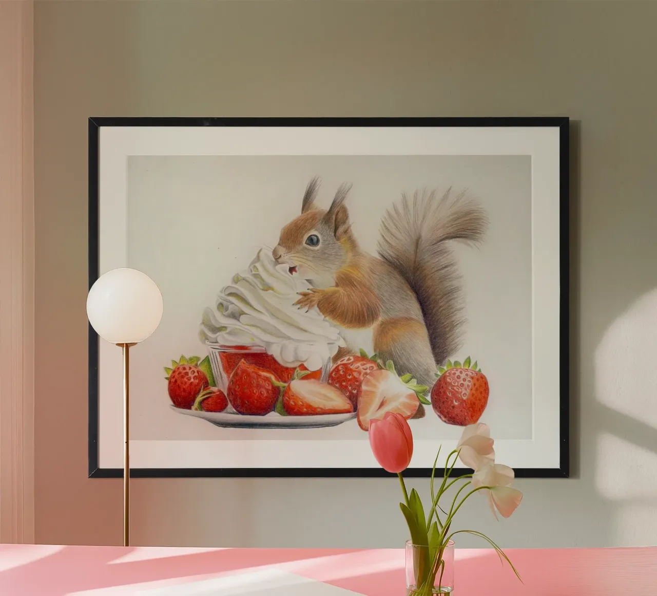 Il tempo delle fragole poster con telaio in alluminio da Graphit und Farbe