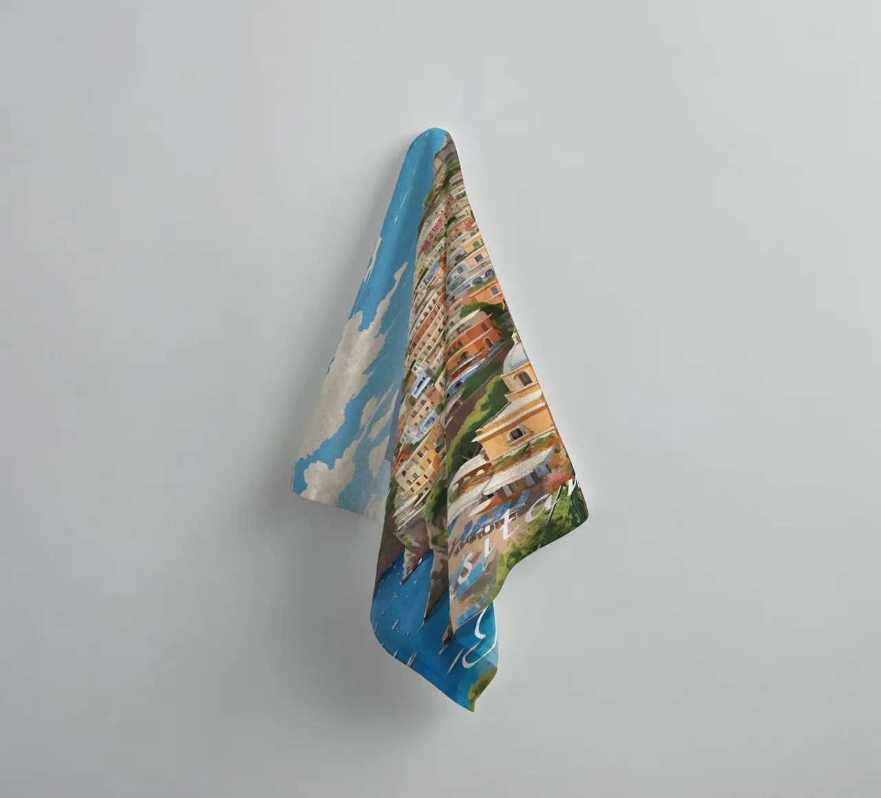 Positano Coastline Scene asciugamano da bagno da Charnwood Prints