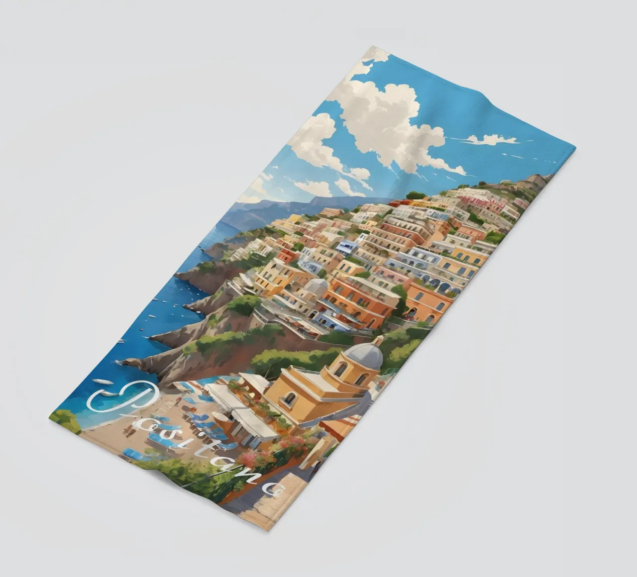 Positano Coastline Scene telo mare da Charnwood Prints